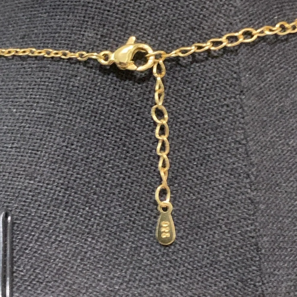 Mini Pop "H" Necklace Gold Tone 925 Stamped Chain w/ S925 White Enamel H Pendant - Picture 6 of 8
